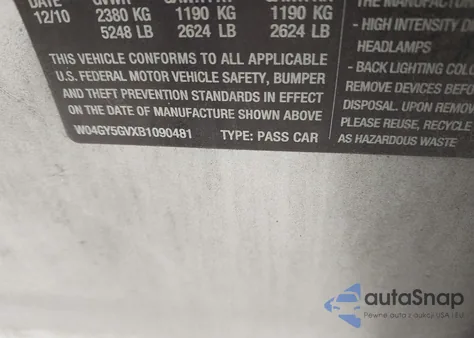 2011 Buick Regal Cxl Turbo Russelsheim from USA, damaged, VIN W04GY5GVXB1090481